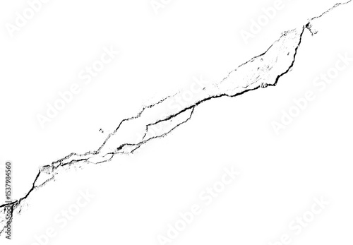 One big crack isolated transparent background png macro