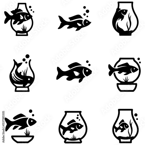 A pack of optimistic fish silhouettes including kuhli loaches art design
