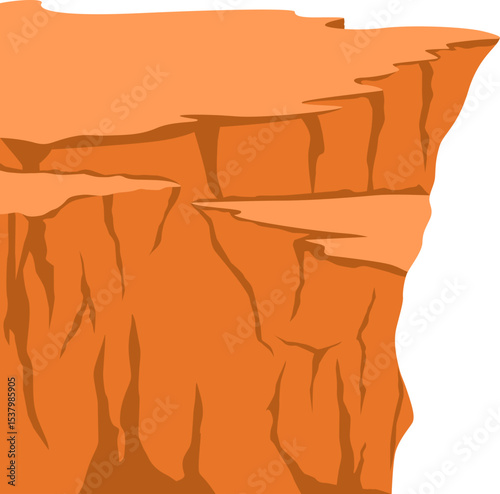 Natural cliff landscape illustration. Mountains, rocks, cliffs, stones for colorful panoramic scenery. Vector isolated.