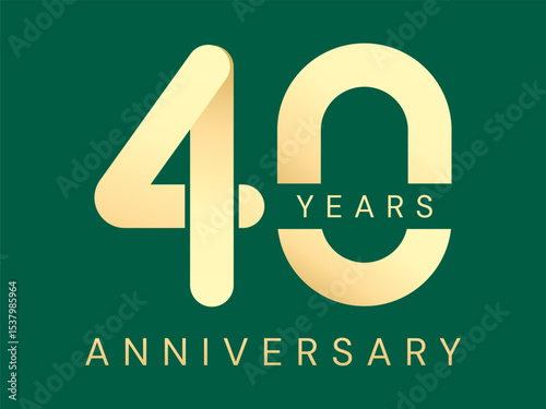 40th Anniversary luxury gold celebration with overlapping numbers logo typography vector design concept. Forty years anniversary gold logo template for celebration event, invitation, greeting, card.