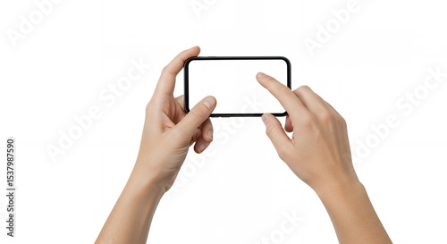 Mobile Phone in Hand Mockup with White Screen