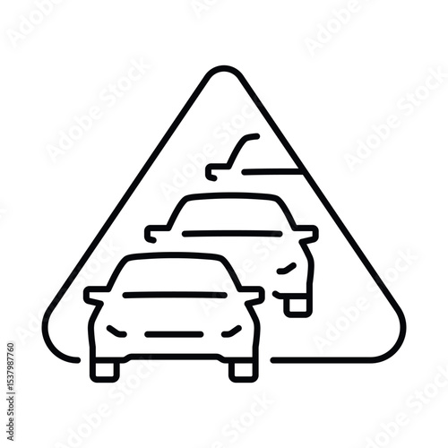 Traffic congestion warning sign indicating a delay on urban roads during peak travel hours