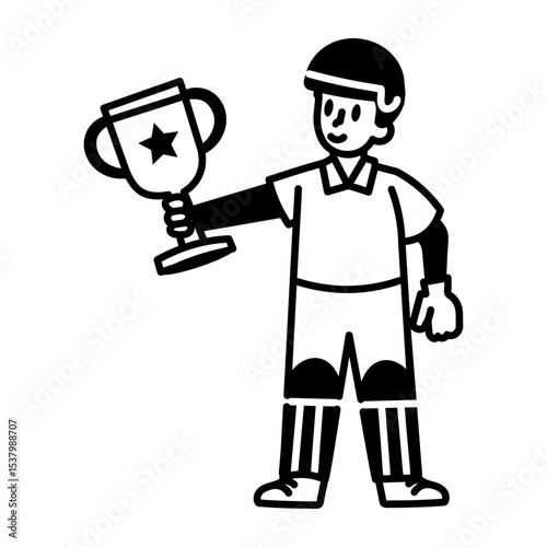 A hand drawn style icon of winner trophy

