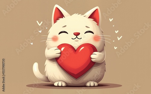 cat with a heart. High quality