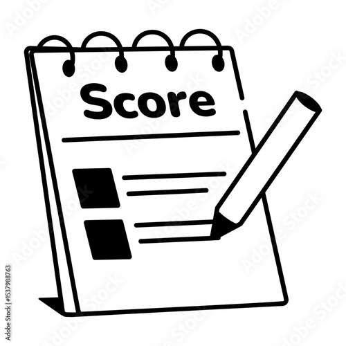 A drawing style icon showing scorecard
