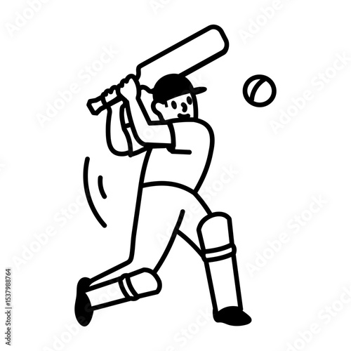 A hand drawn style icon of cricket
