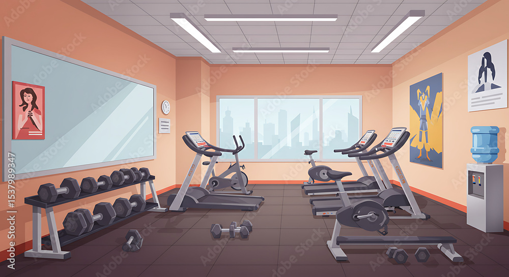 Fototapeta premium Fitness Gym Interior with Modern Equipment