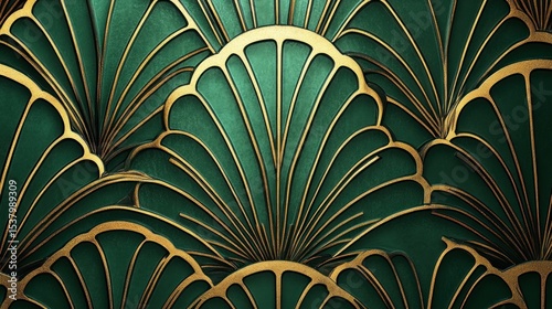 Emerald green and gold decorative panels