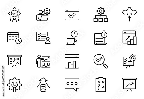 Action Plan Icon Set. High-Quality Icons for Planning, Strategy, Project Management, and Task Scheduling Solutions. Vector illuatration. Editable stroke.