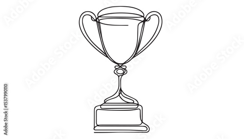 Continuous one single minimal line drawing trophy