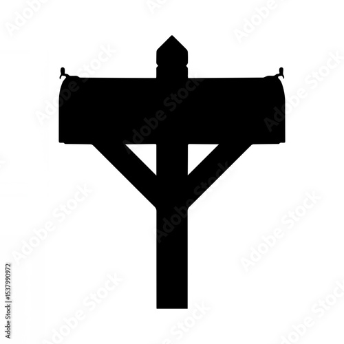 Minimalist Black Mailbox Silhouette on White Background

