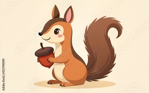 Cute Squirrel with Acorn. High quality