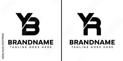 Letters YB and YR Monogram Logo Set, suitable for any business with YB BY YR RY initials
