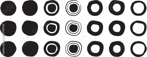  set of grunge circle brush vector illustration.Mega vector.frames for text,brush strokes. Grunge round shapes. Boxes,

