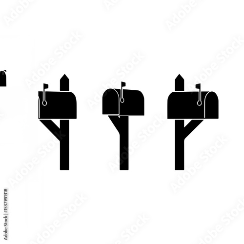 Minimalist Black Mailbox Silhouette on White Background

