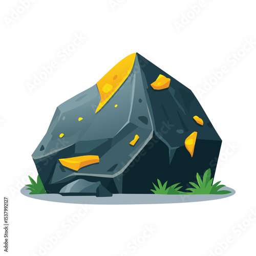 Vector Illustration of Raw Uranium Ore Rock with Greenish Tint – Rough Mineral Texture Design

