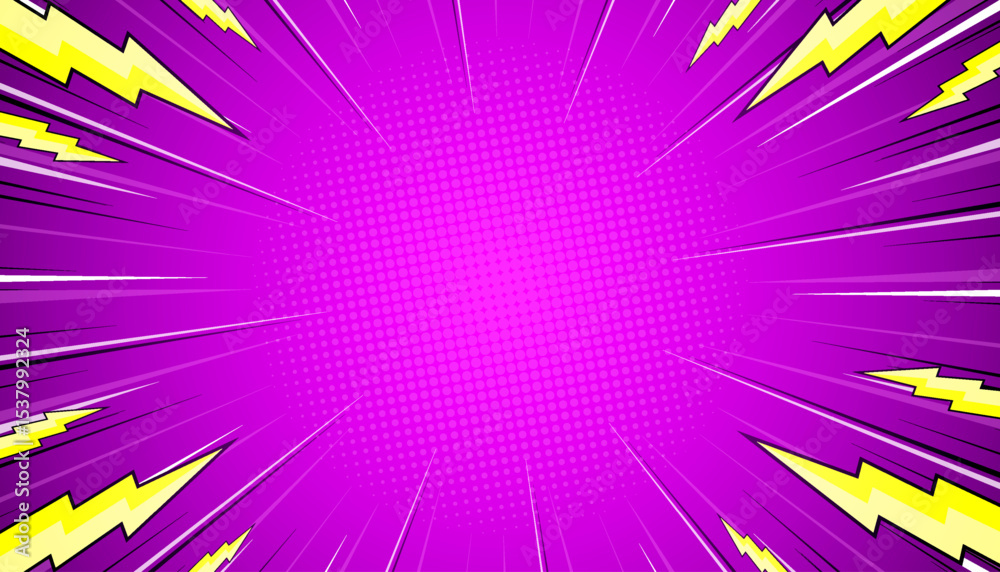 Comic background with thunder illustration.
