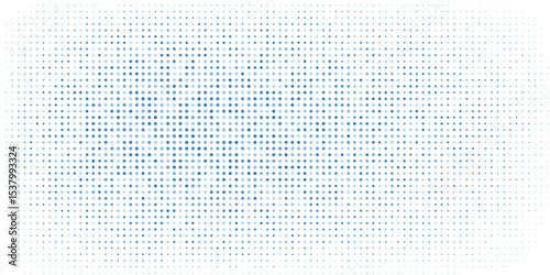 Abstract vector illustration with small squares and pixels. blue Dot halftone with randomus opacity