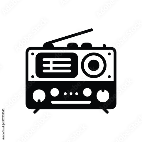 Black solid icon for radio