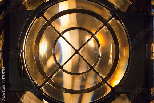 Detailed view showcasing a lighthouse Fresnel lens photo