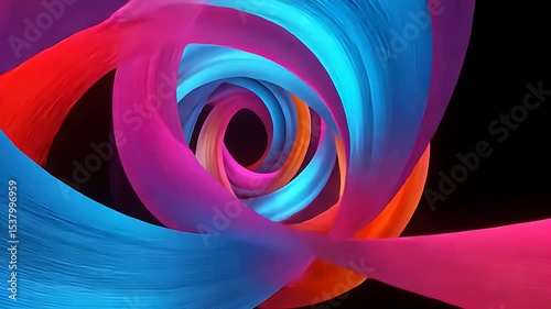 Colorful abstract swirl with vibrant hues of blue, pink, and orange.