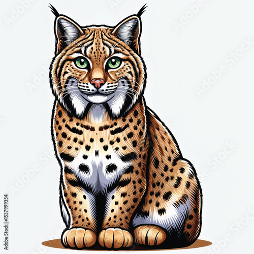 Bobcat cartoon vector illustration isolated