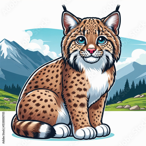 Bobcat cartoon vector illustration isolated