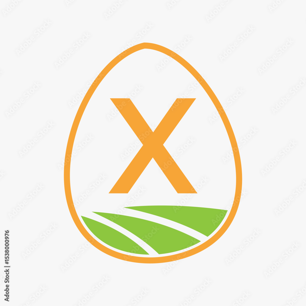 Obraz premium Farming Logo On Letter X Concept For Agriculture Symbol Vector Template