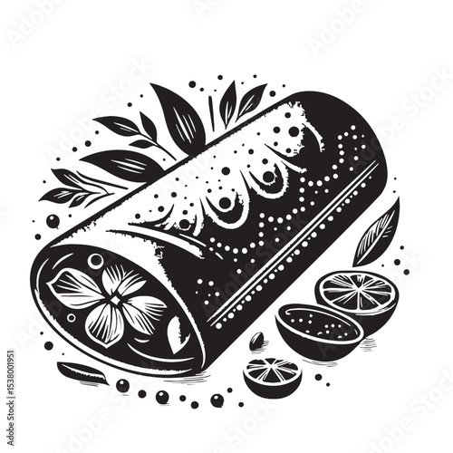 Black Masala Dosa Silhouette Vector, High Quality Illustration on White Background