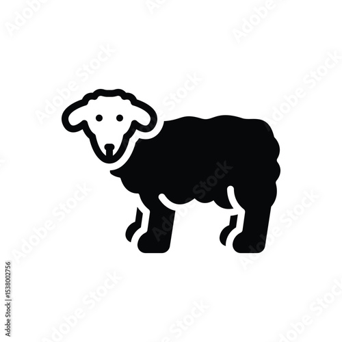 Black solid icon for sheep