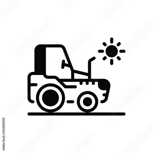 Black solid icon for tractor