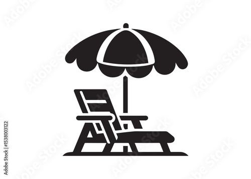Beach chair and umbrella Silhouette Vector
