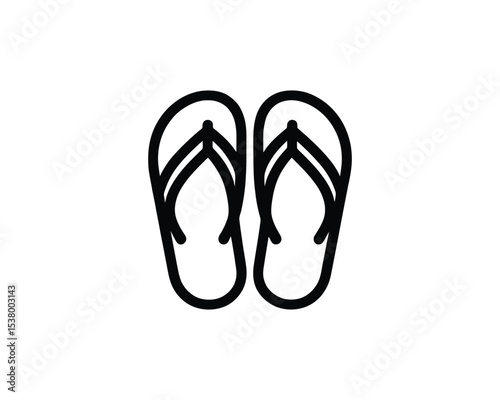 flip flop logo iocn line art vector outline