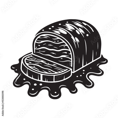 Black Meatloaf Silhouette Vector, High Quality Illustration on White Background