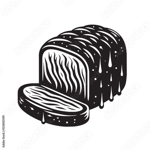 Black Meatloaf Silhouette Vector, High Quality Illustration on White Background
