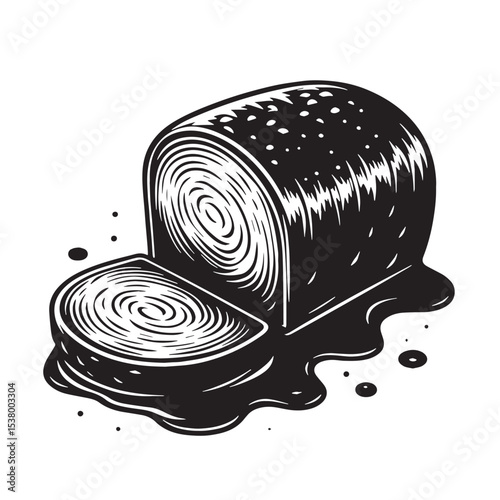 Black Meatloaf Silhouette Vector, High Quality Illustration on White Background