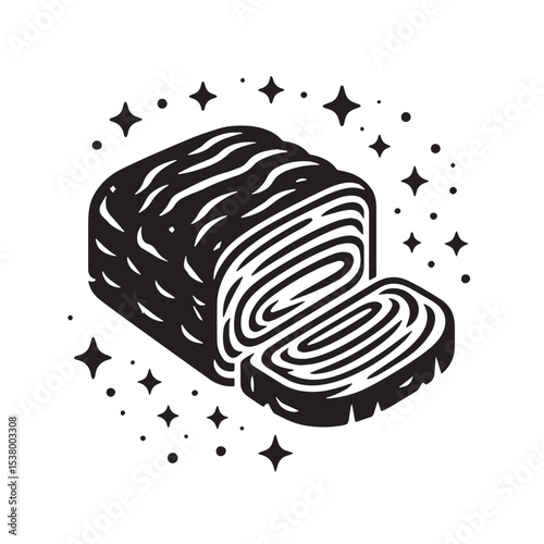 Black Meatloaf Silhouette Vector, High Quality Illustration on White Background