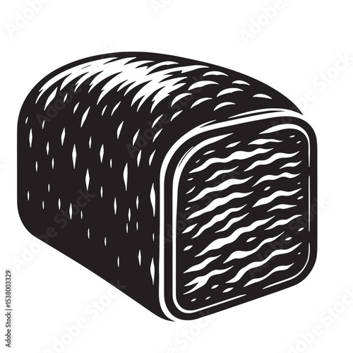 Black Meatloaf Silhouette Vector, High Quality Illustration on White Background