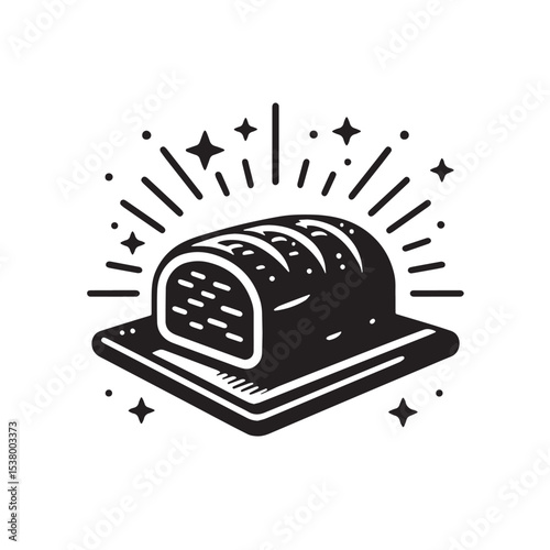 Black Meatloaf Silhouette Vector, High Quality Illustration on White Background
