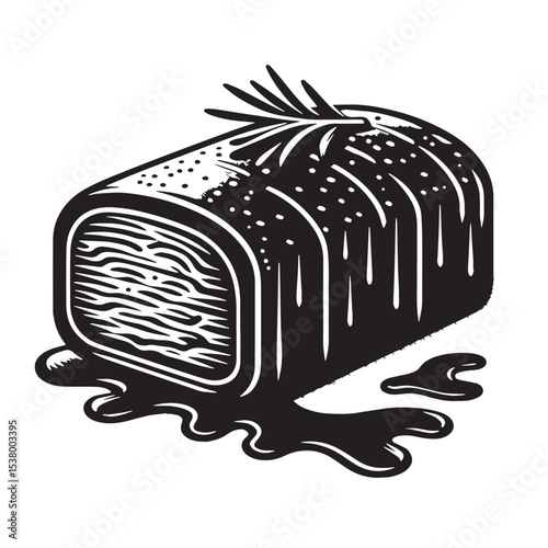 Black Meatloaf Silhouette Vector, High Quality Illustration on White Background