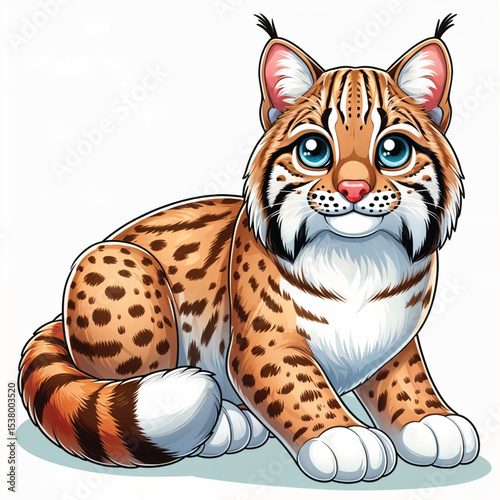 Bobcat cartoon vector illustration isolated