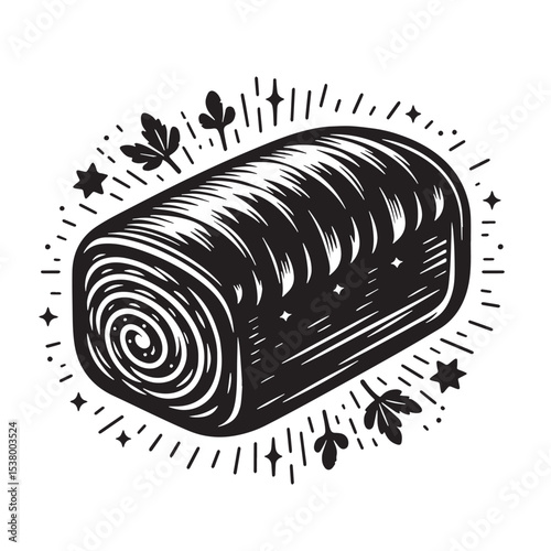 Black Meatloaf Silhouette Vector, High Quality Illustration on White Background