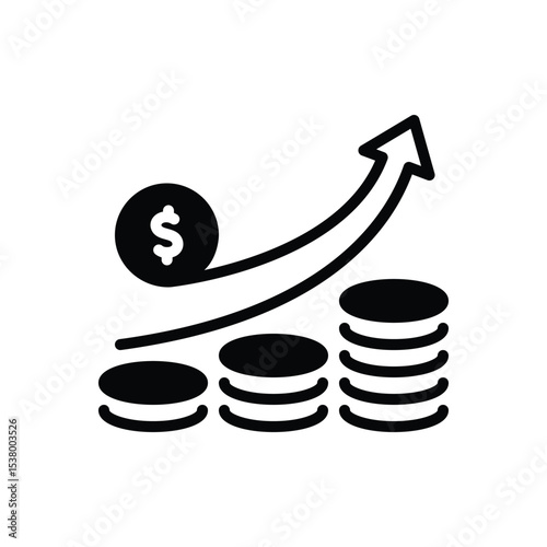Black solid icon for growth