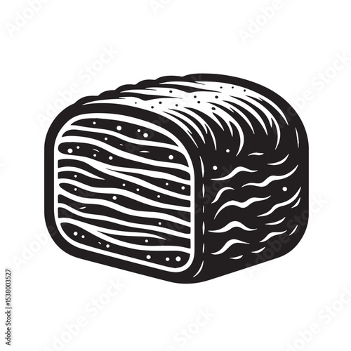 Black Meatloaf Silhouette Vector, High Quality Illustration on White Background