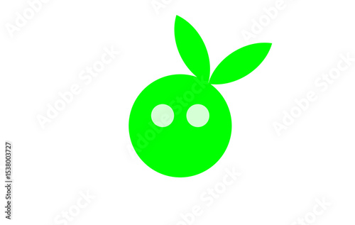 Cute Green Leaf Head Logo