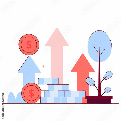 Financial Investment Growth and Liquidity: Illustrating Capital Appreciation, Market Performance, Economic Prosperity, and Wealth Increase