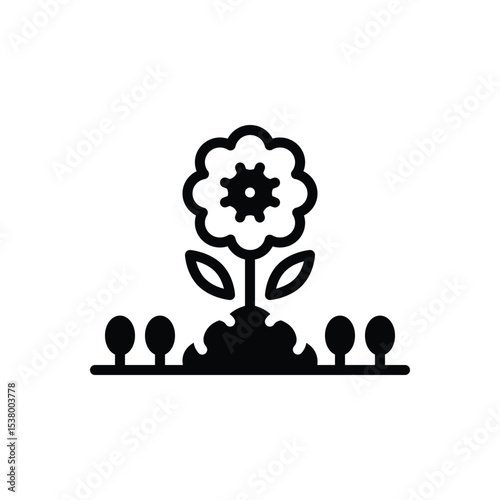 Black solid icon for planting