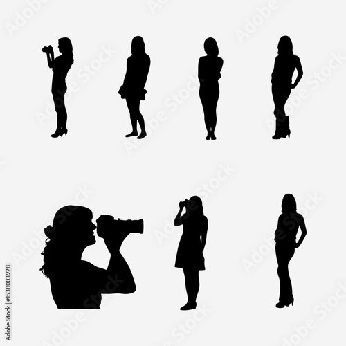 Set of photographer vector illustration.