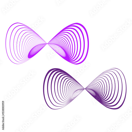 Twisted loop shape. Violet wave element. Abstract vector symbol. Smooth curved design.