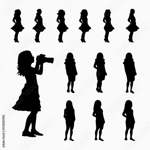 Set of photographer vector illustration.